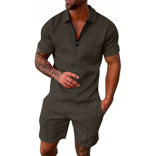 COOFENRISY Mens Polo Shirt And Shorts Sets